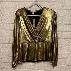 #156. Michael Kors Metallic Gold Blouse